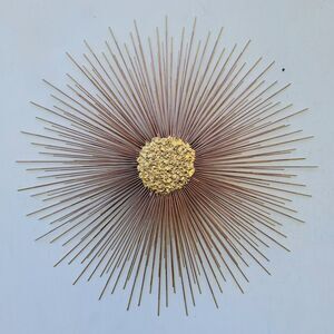 Sunburst Wall Sculpture Bright Copper And Brass Gold Center And Tips